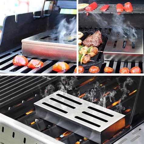 stainless steel gas grill smoker box|bbq smoker box.